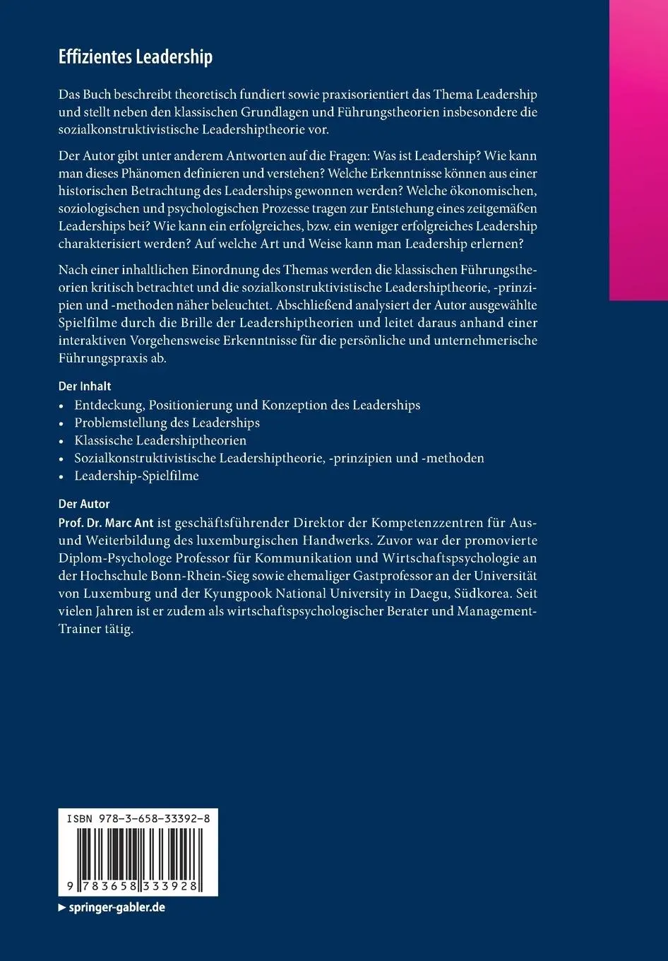 Rückseite: 9783658333928 | Effizientes Leadership | Marc Ant | Taschenbuch | xvii | Deutsch