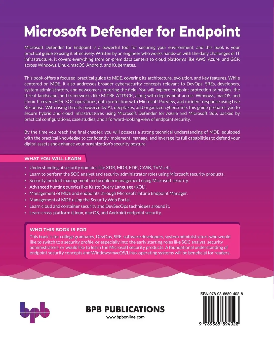 Rückseite: 9789365894028 | Microsoft Defender for Endpoint | Shailender Singh | Taschenbuch