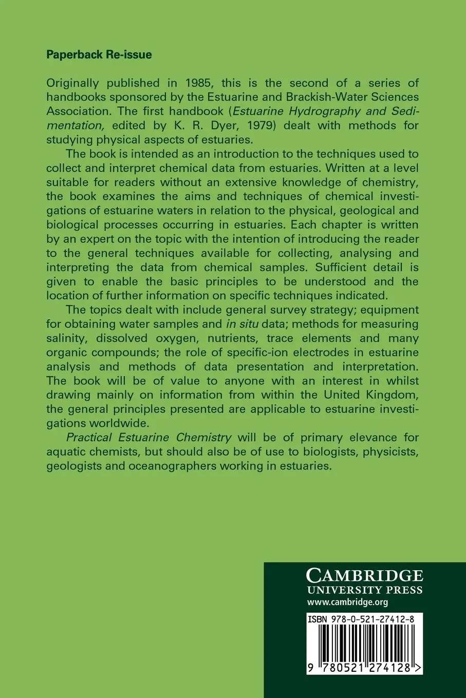 Rückseite: 9780521274128 | Practical Estuarine Chemistry | A Handbook | P. C. Head | Taschenbuch