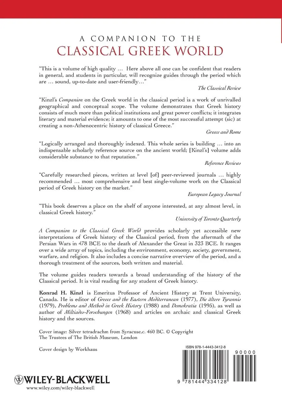 Rückseite: 9781444334128 | A Companion to the Classical Greek World | Konrad H Kinzl | Buch