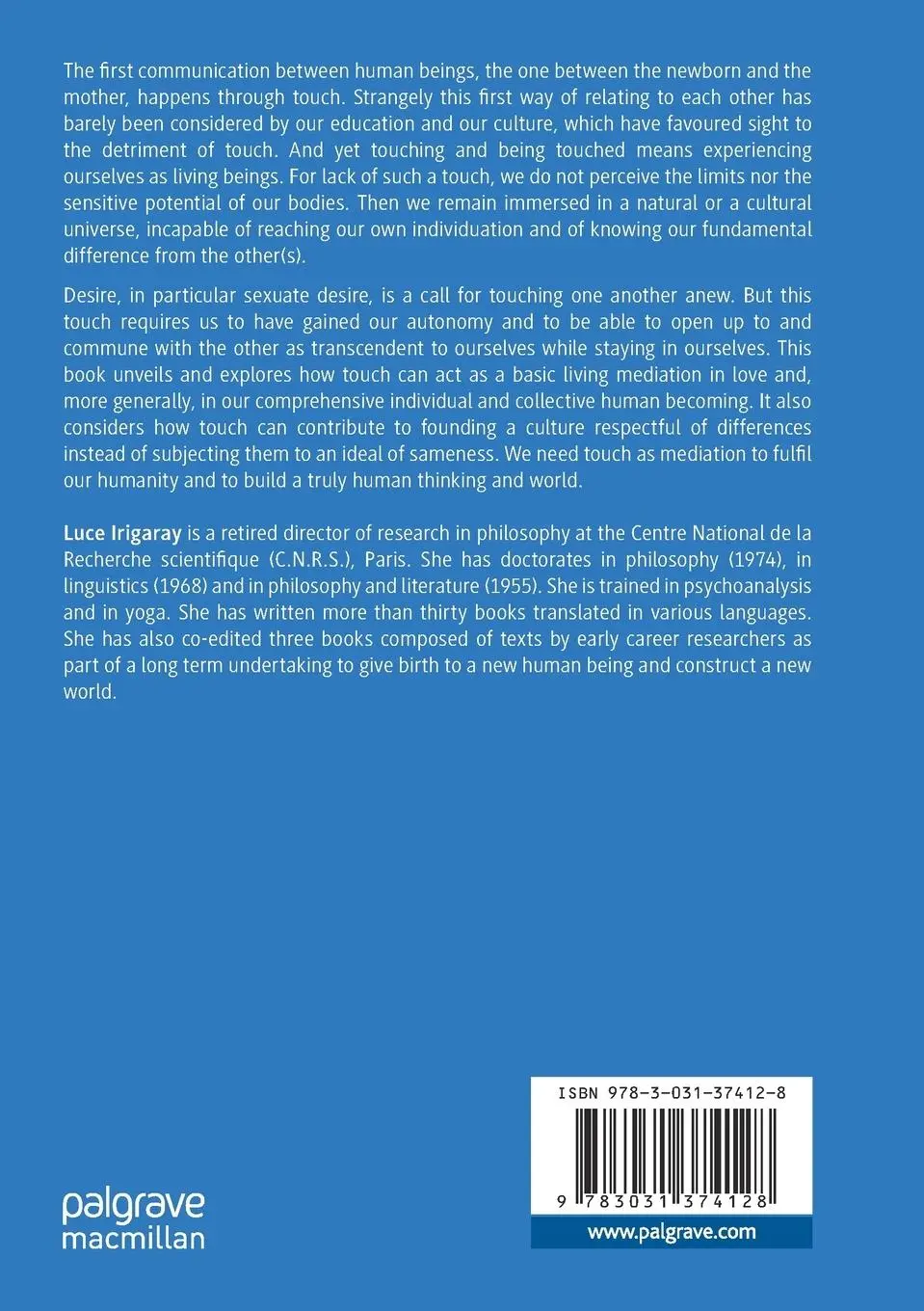 Rückseite: 9783031374128 | The Mediation of Touch | Luce Irigaray | Taschenbuch | xiv | Englisch