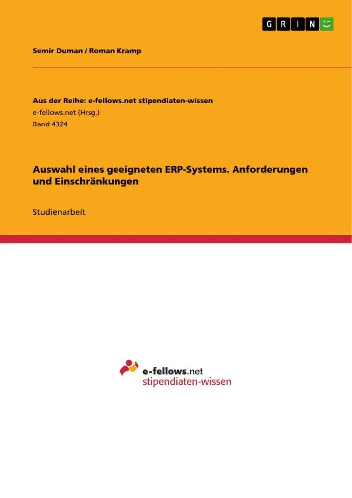 Cover: 9783346984128 | Auswahl eines geeigneten ERP-Systems. Anforderungen und...