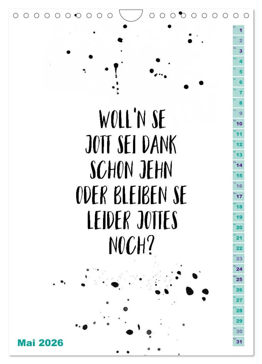 Bild: 9783516404128 | BERLINERISCH Lustige Sprüche (Wandkalender 2026 DIN A4 hoch),...