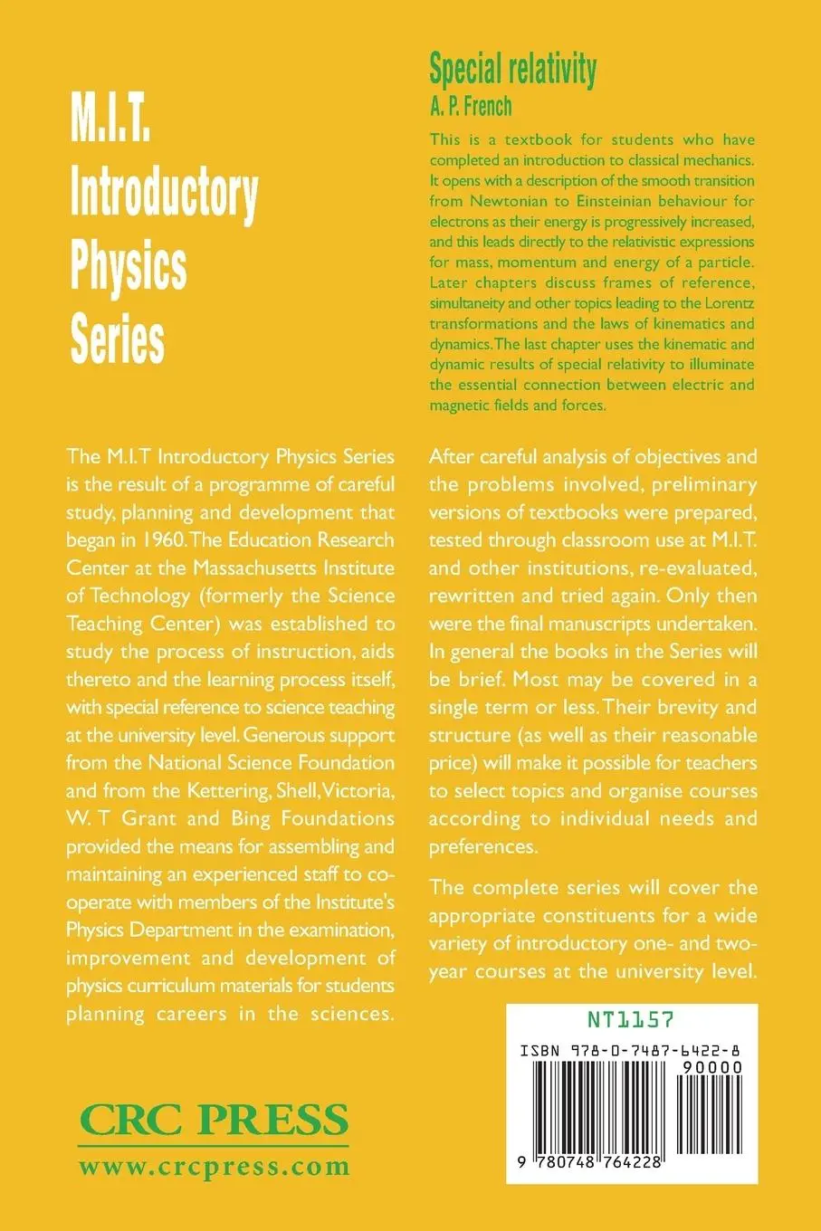 Rückseite: 9780748764228 | Special Relativity | A. P. French | Taschenbuch | Englisch | CRC Press