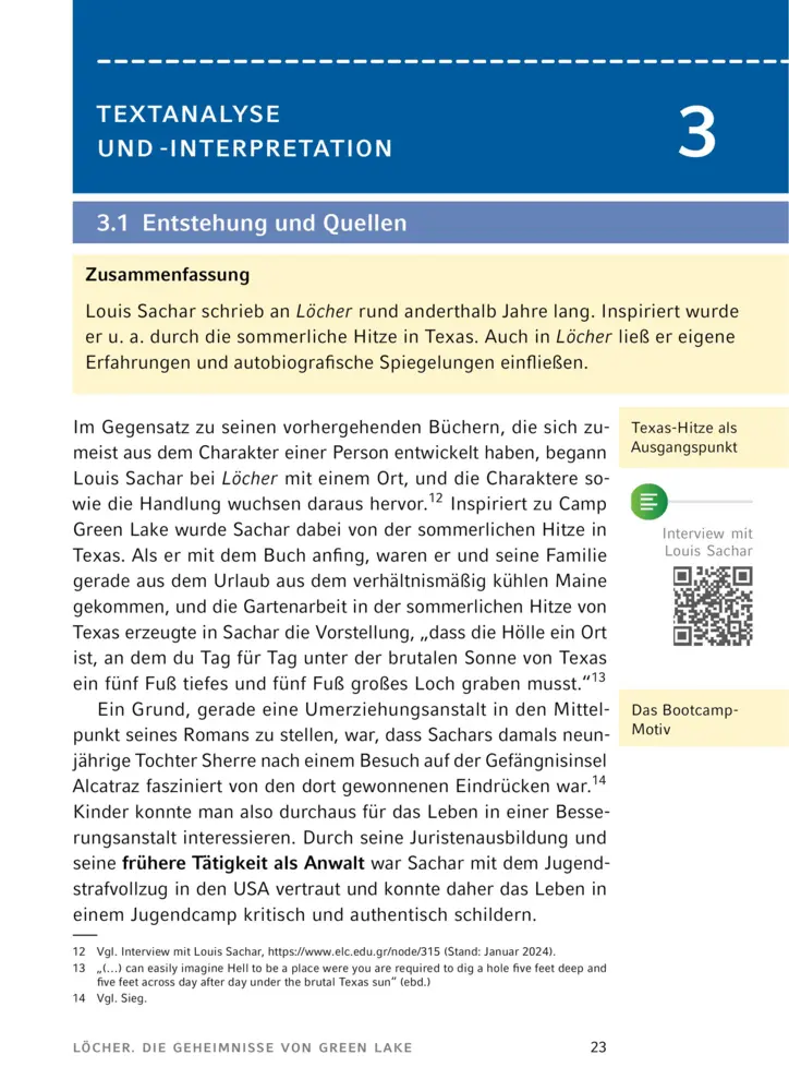 Bild: 9783129304228 | Löcher von Louis Sachar | Textanalyse und Interpretation | Sachar