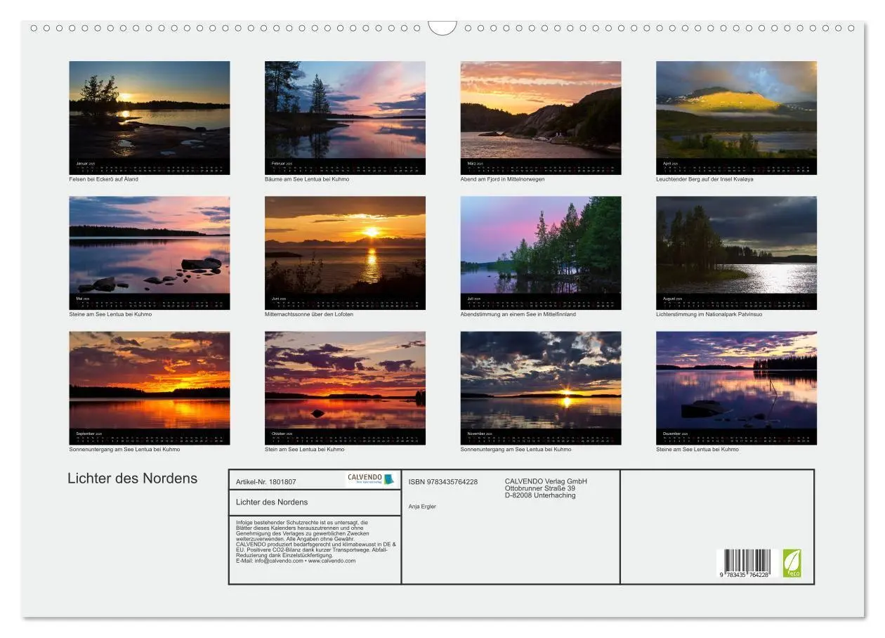 Bild: 9783435764228 | Lichter des Nordens (Wandkalender 2025 DIN A2 quer), CALVENDO...