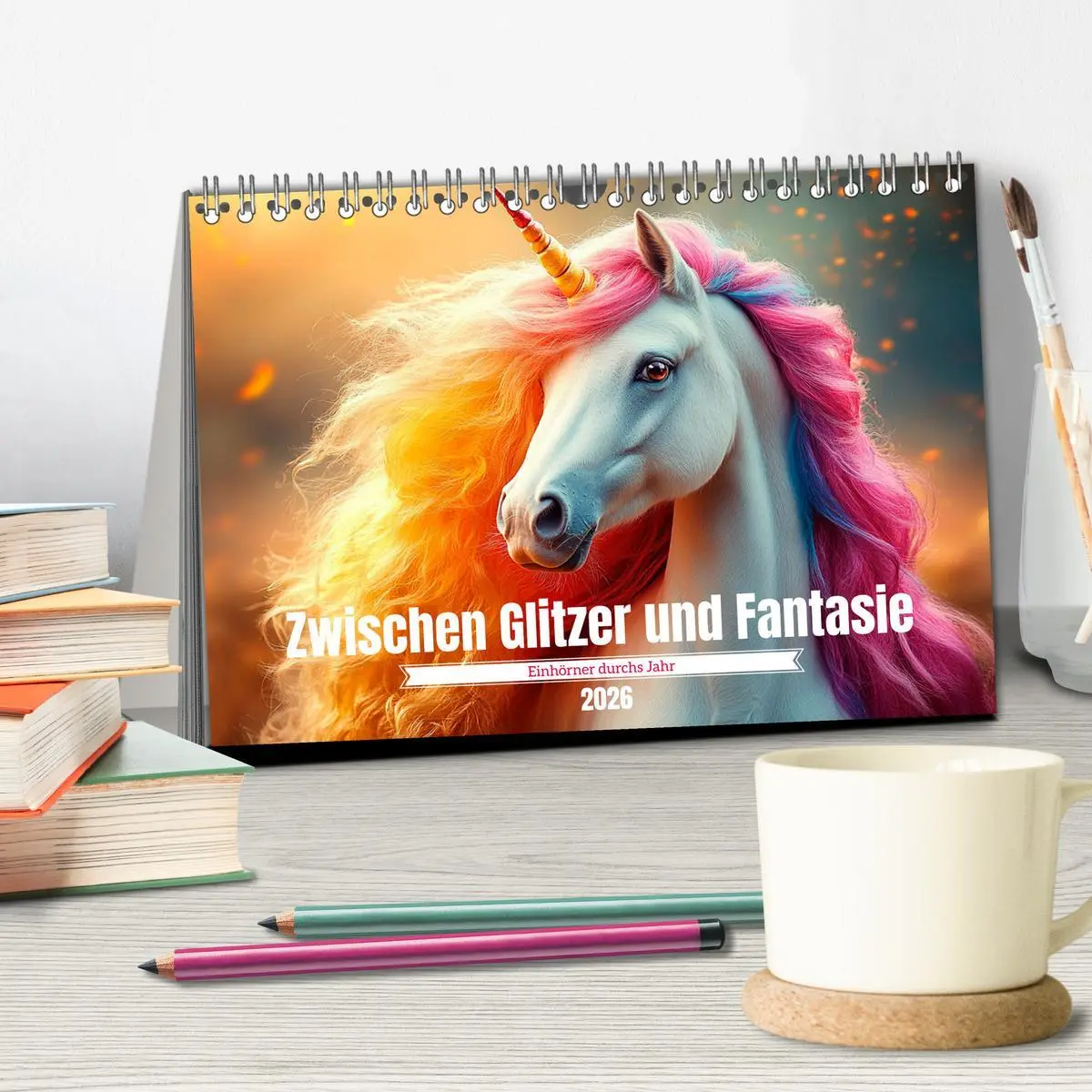 Bild: 9783457304228 | Zwischen Glitzer und Fantasie-Einhörner durchs Jahr (Tischkalender...
