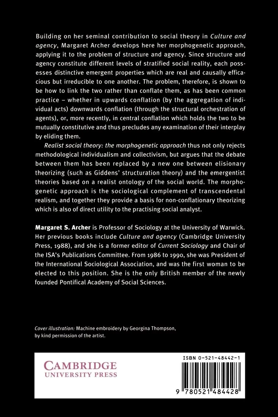 Rückseite: 9780521484428 | Realist Social Theory | The Morphogenetic Approach | Archer | Buch