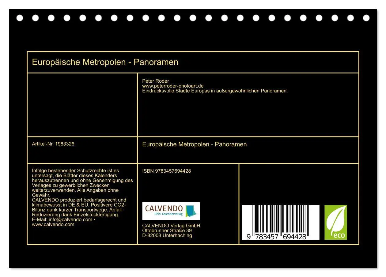 Bild: 9783457694428 | Europäische Metropolen - Panoramen (Tischkalender 2026 DIN A5...