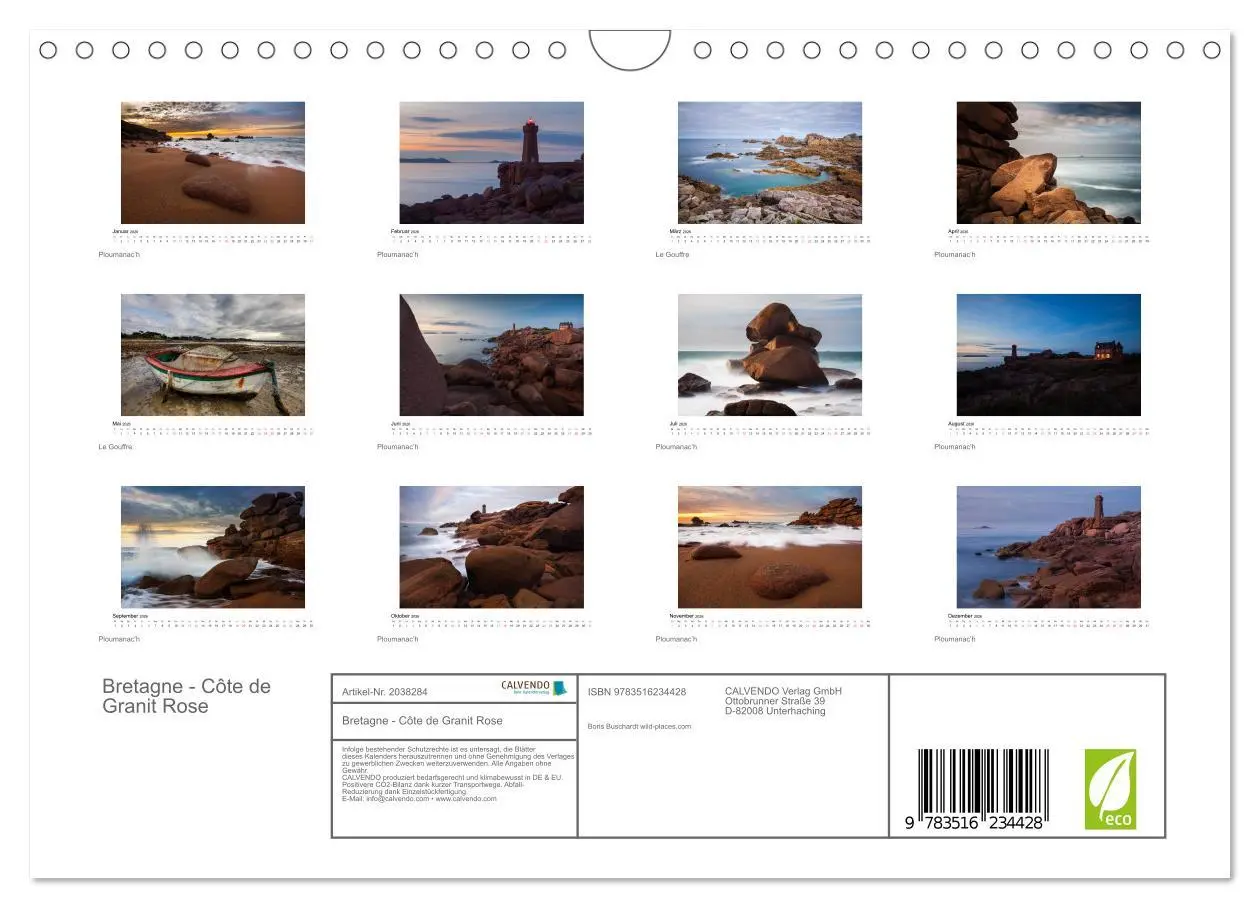 Bild: 9783516234428 | Bretagne - Côte de Granit Rose (Wandkalender 2026 DIN A4 quer),...