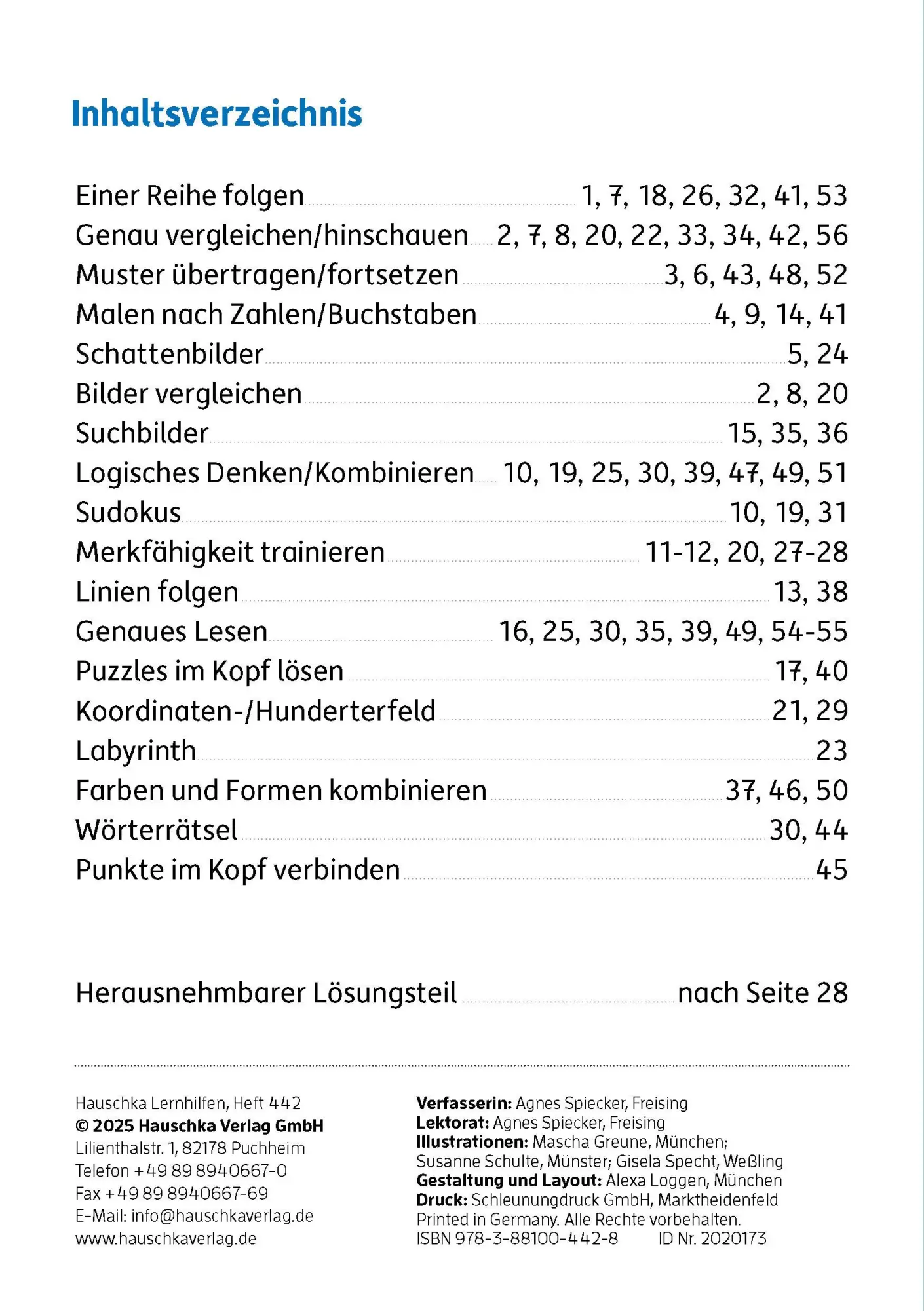 Bild: 9783881004428 | Mein Übungsheft Konzentration 2. Klasse - Wahrnehmung, logisches...