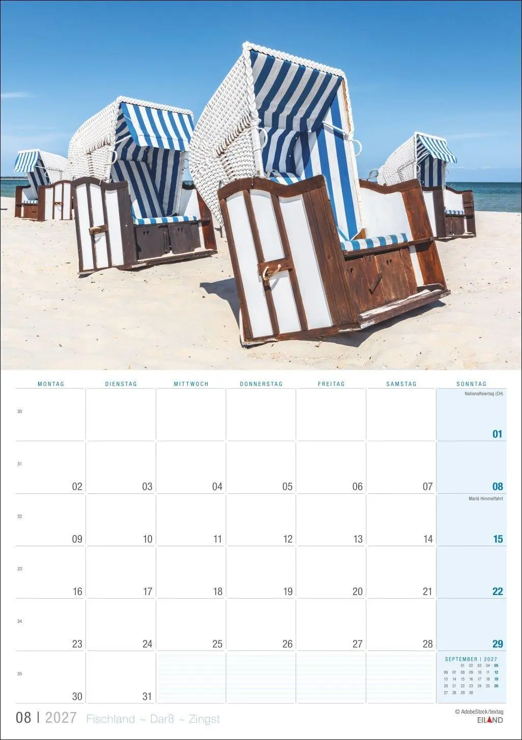 Bild: 9783964024428 | Fischland - Darß - Zingst Kalender 2027 | Eiland | Kalender | 13 S.