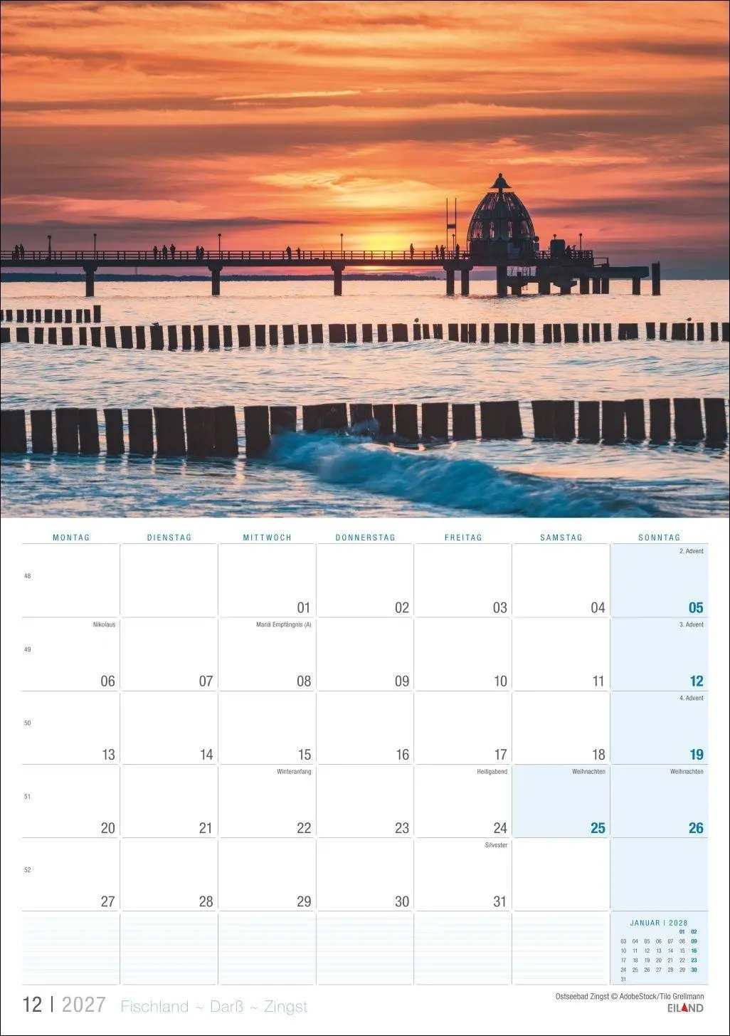 Bild: 9783964024428 | Fischland - Darß - Zingst Kalender 2027 | Eiland | Kalender | 13 S.
