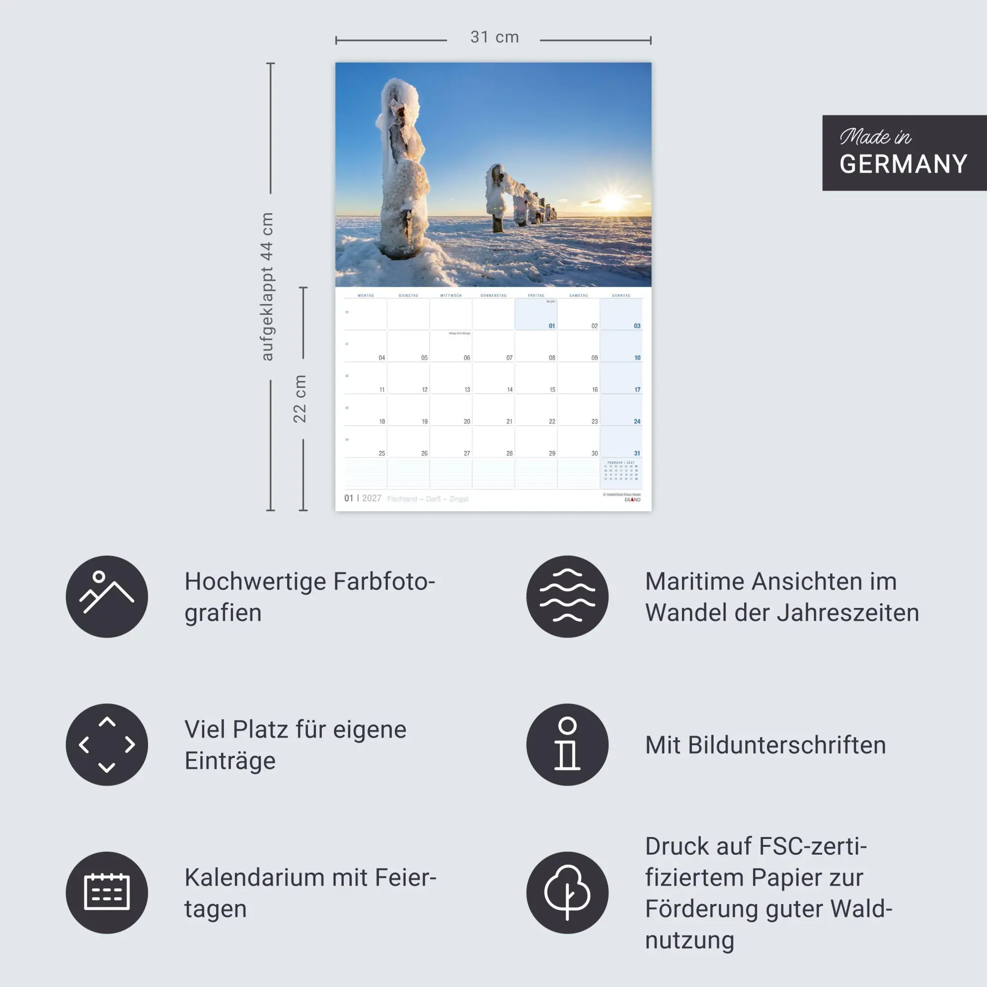 Bild: 9783964024428 | Fischland - Darß - Zingst Kalender 2027 | Eiland | Kalender | 13 S.