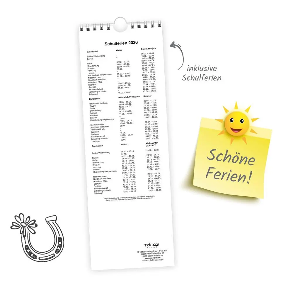Bild: 9783988024428 | Trötsch Streifenkalender Pferde 2026 Notizkalender | KG | Kalender