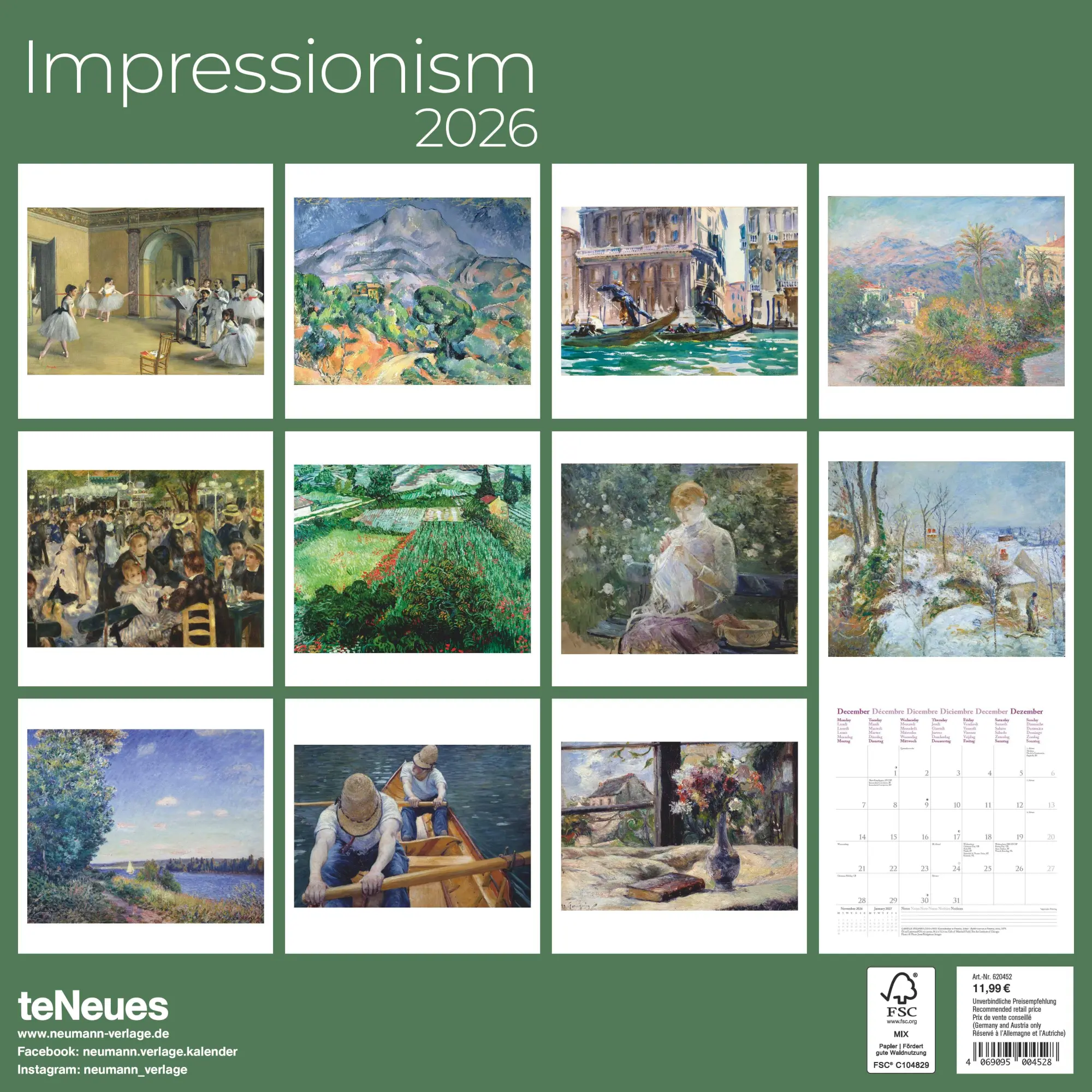 Rückseite: 4069095004528 | Impressionism 2026 - Wand-Kalender - Borschüren-Kalender - 30x30 -...