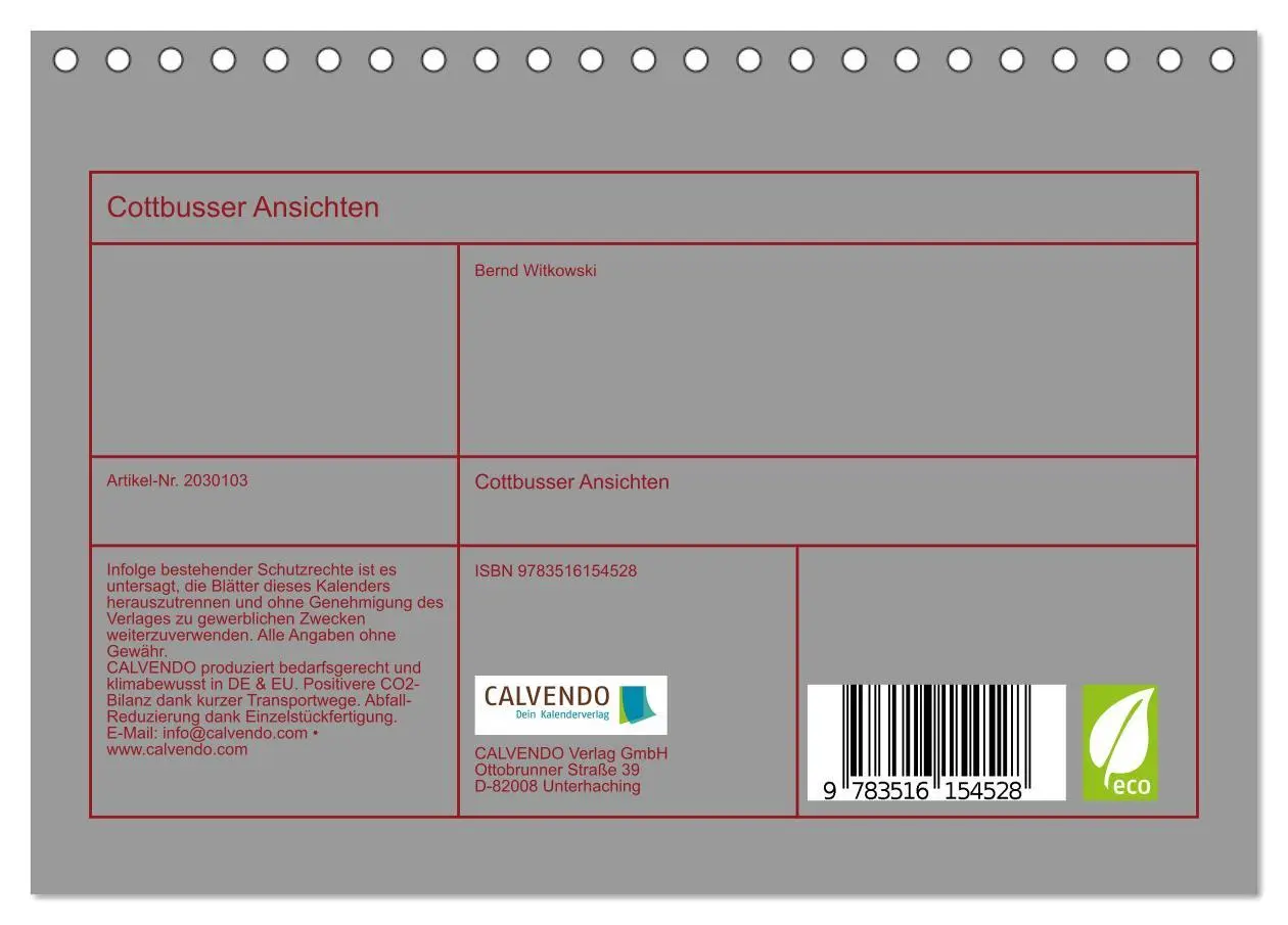 Bild: 9783516154528 | Cottbusser Ansichten (Tischkalender 2026 DIN A5 quer), CALVENDO...
