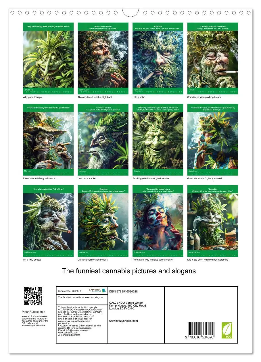 Bild: 9783516534528 | The funniest cannabis pictures and slogans (Wall Calendar 2026 DIN...