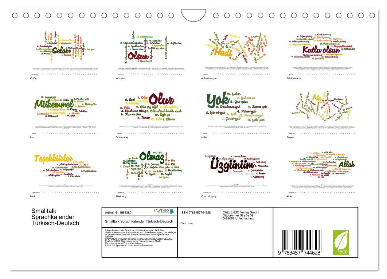 Bild: 9783457744628 | Smalltalk Sprachkalender Türkisch-Deutsch (Wandkalender 2026 DIN A4...