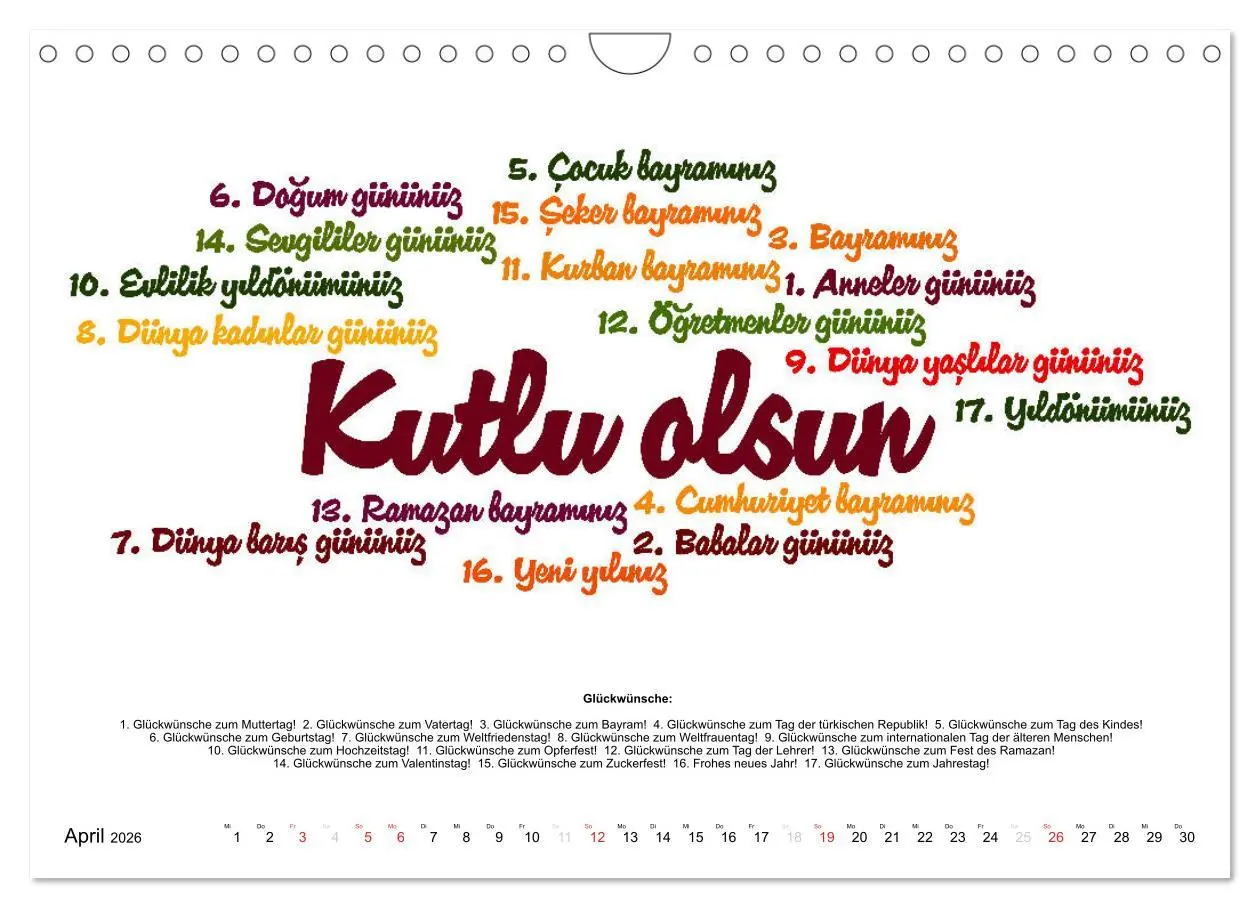Bild: 9783457744628 | Smalltalk Sprachkalender Türkisch-Deutsch (Wandkalender 2026 DIN A4...
