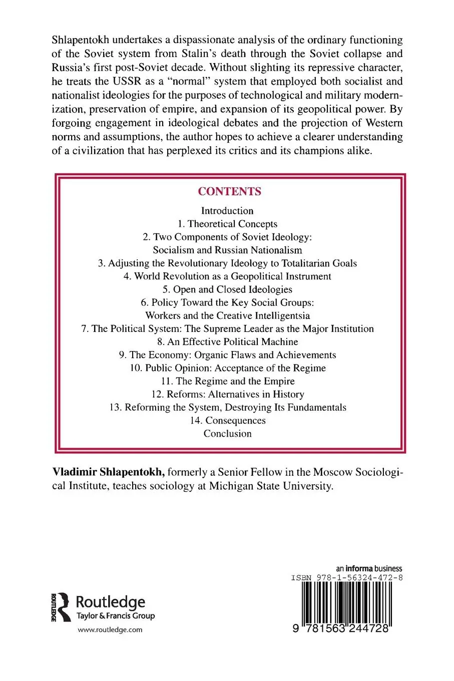 Rückseite: 9781563244728 | A Normal Totalitarian Society | Vladimir Shlapentokh | Taschenbuch