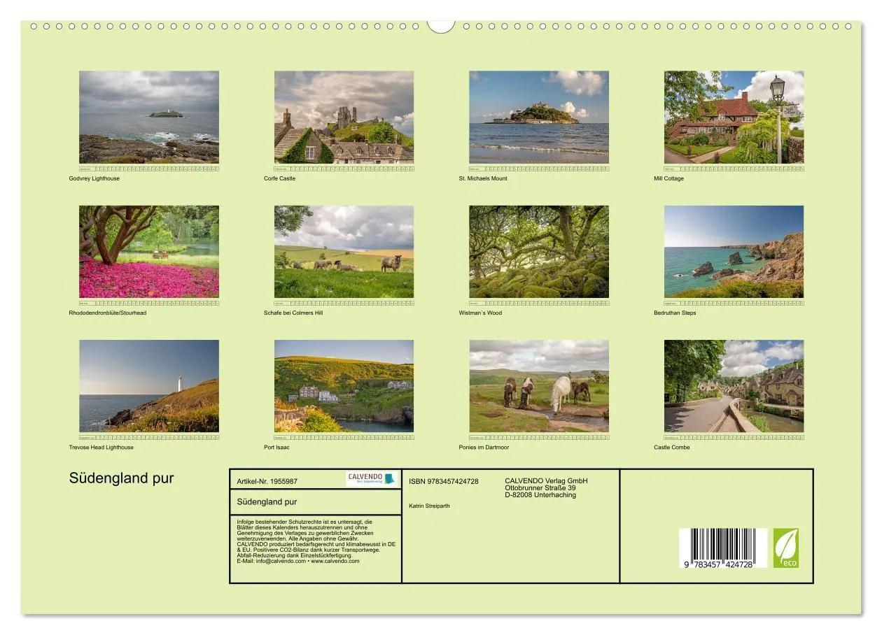 Bild: 9783457424728 | Südengland pur (hochwertiger Premium Wandkalender 2026 DIN A2...