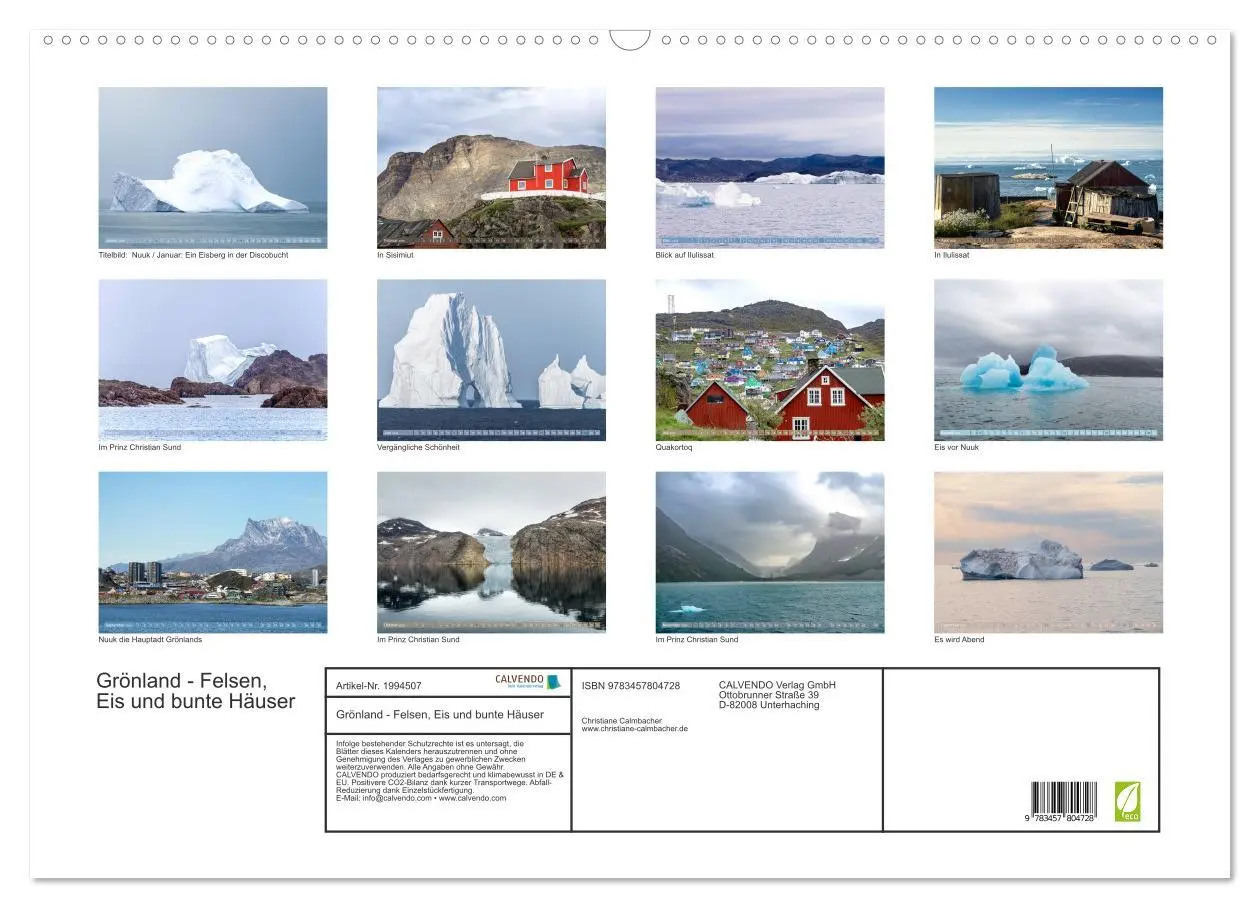 Bild: 9783457804728 | Grönland - Felsen, Eis und bunte Häuser (Wandkalender 2026 DIN A2...