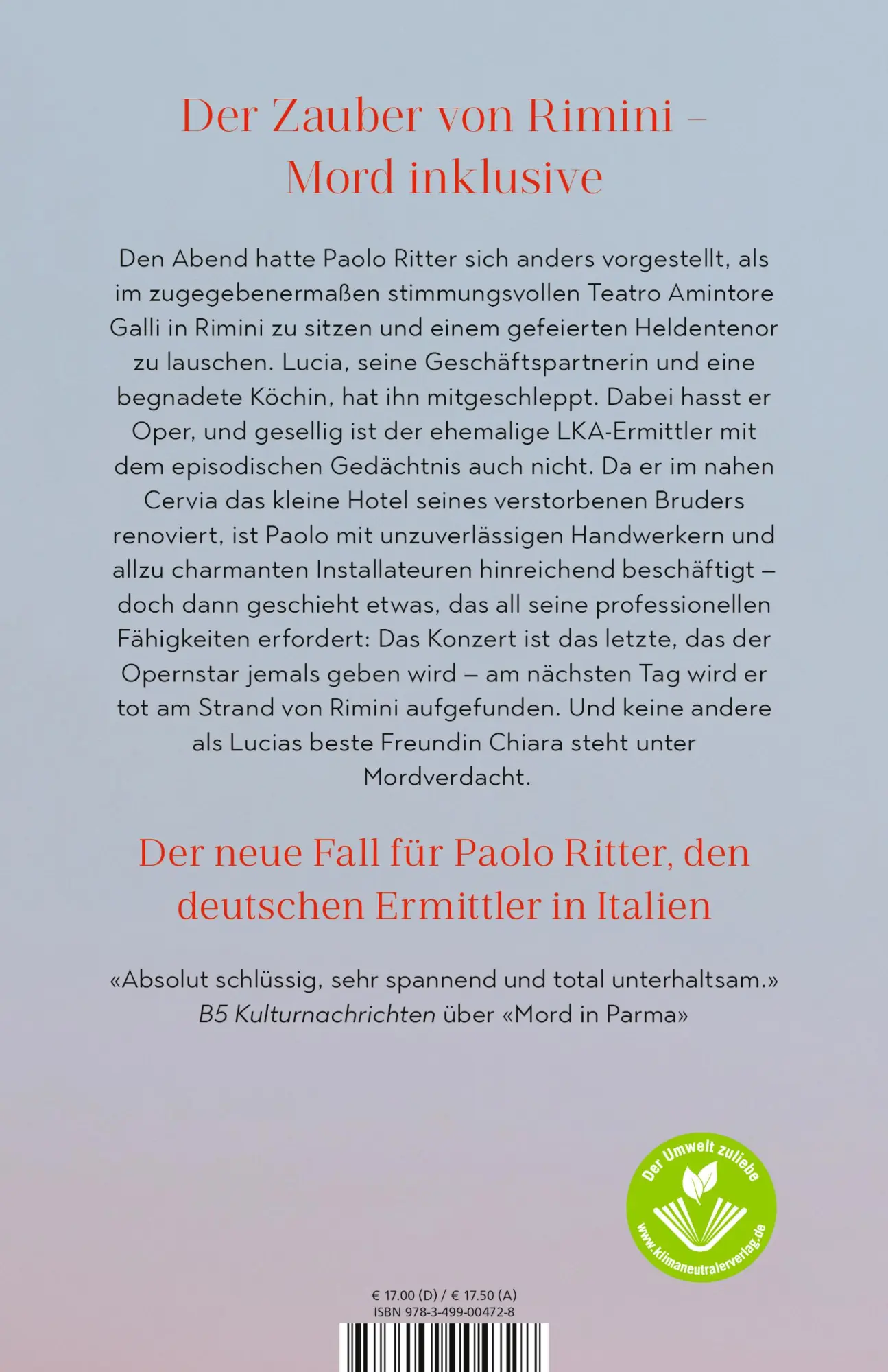 Rückseite: 9783499004728 | Tod in Rimini | Paolo Ritter ermittelt Emilia-Romagna | Dani Scarpa
