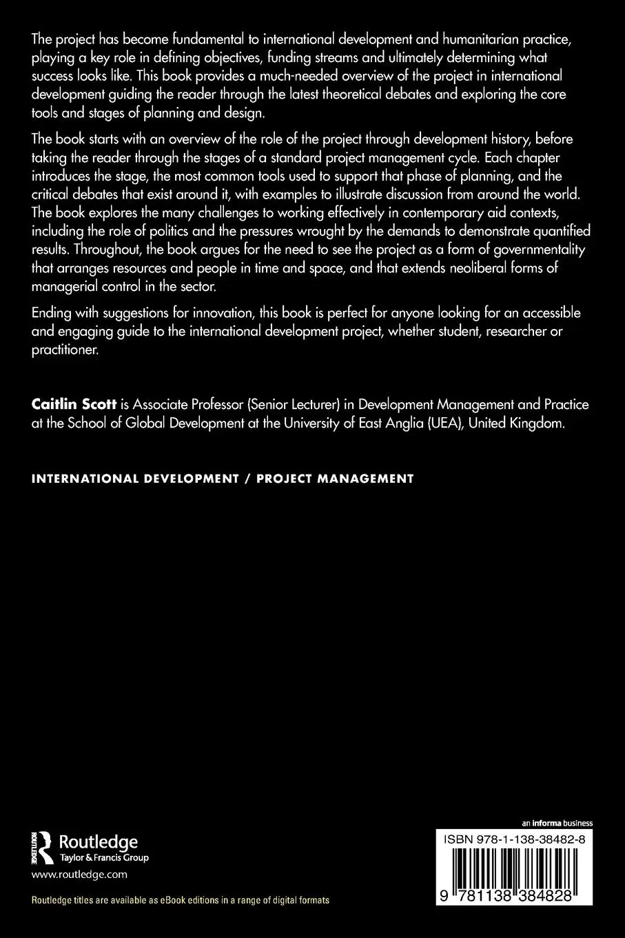 Rückseite: 9781138384828 | The Project in International Development | Theory and Practice | Scott