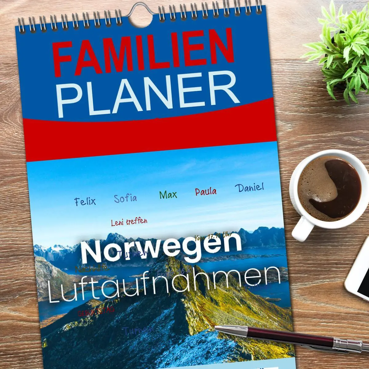 Bild: 9783516504828 | Familienplaner 2026 - Norwegen Luftaufnahmen mit 5 Spalten...