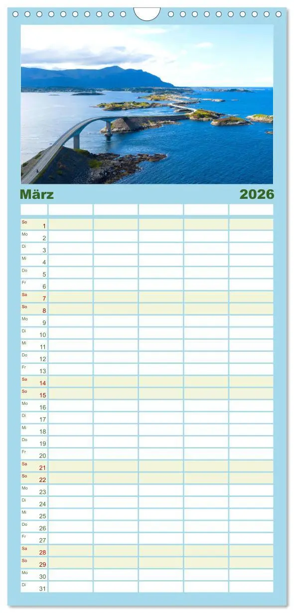 Bild: 9783516504828 | Familienplaner 2026 - Norwegen Luftaufnahmen mit 5 Spalten...