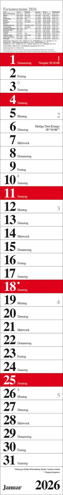 Cover: 9783731884828 | Streifenplaner Praktika Rot 2026 | Verlag Korsch | Kalender | 12 S.