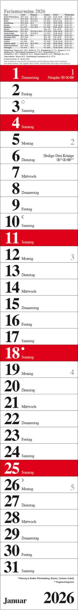 Bild: 9783731884828 | Streifenplaner Praktika Rot 2026 | Verlag Korsch | Kalender | 12 S.