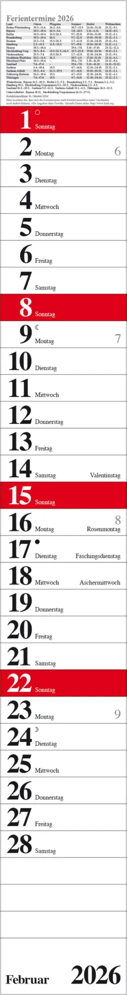 Bild: 9783731884828 | Streifenplaner Praktika Rot 2026 | Verlag Korsch | Kalender | 12 S.
