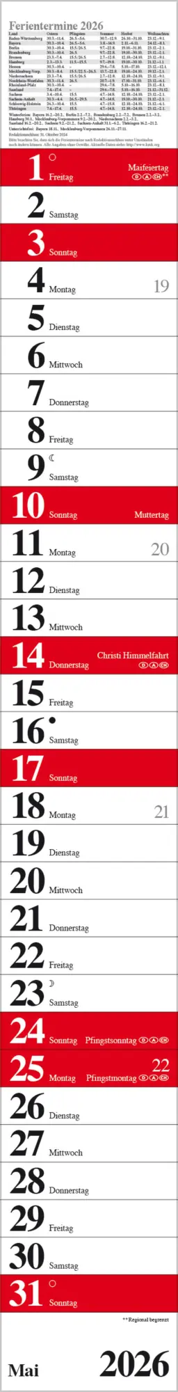 Bild: 9783731884828 | Streifenplaner Praktika Rot 2026 | Verlag Korsch | Kalender | 12 S.