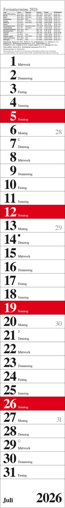 Bild: 9783731884828 | Streifenplaner Praktika Rot 2026 | Verlag Korsch | Kalender | 12 S.