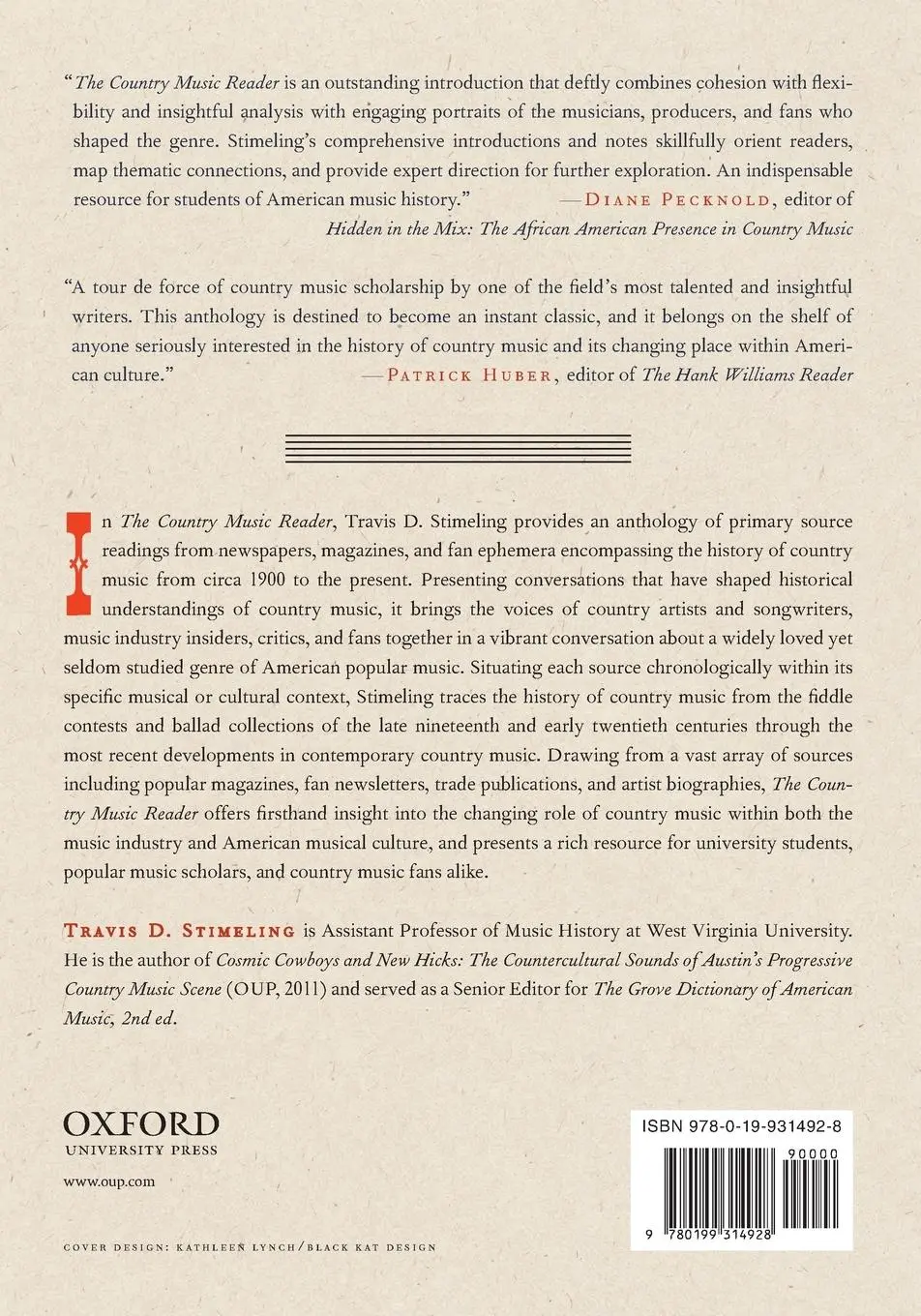 Rückseite: 9780199314928 | The Country Music Reader | Travis D Stimeling | Taschenbuch | Buch