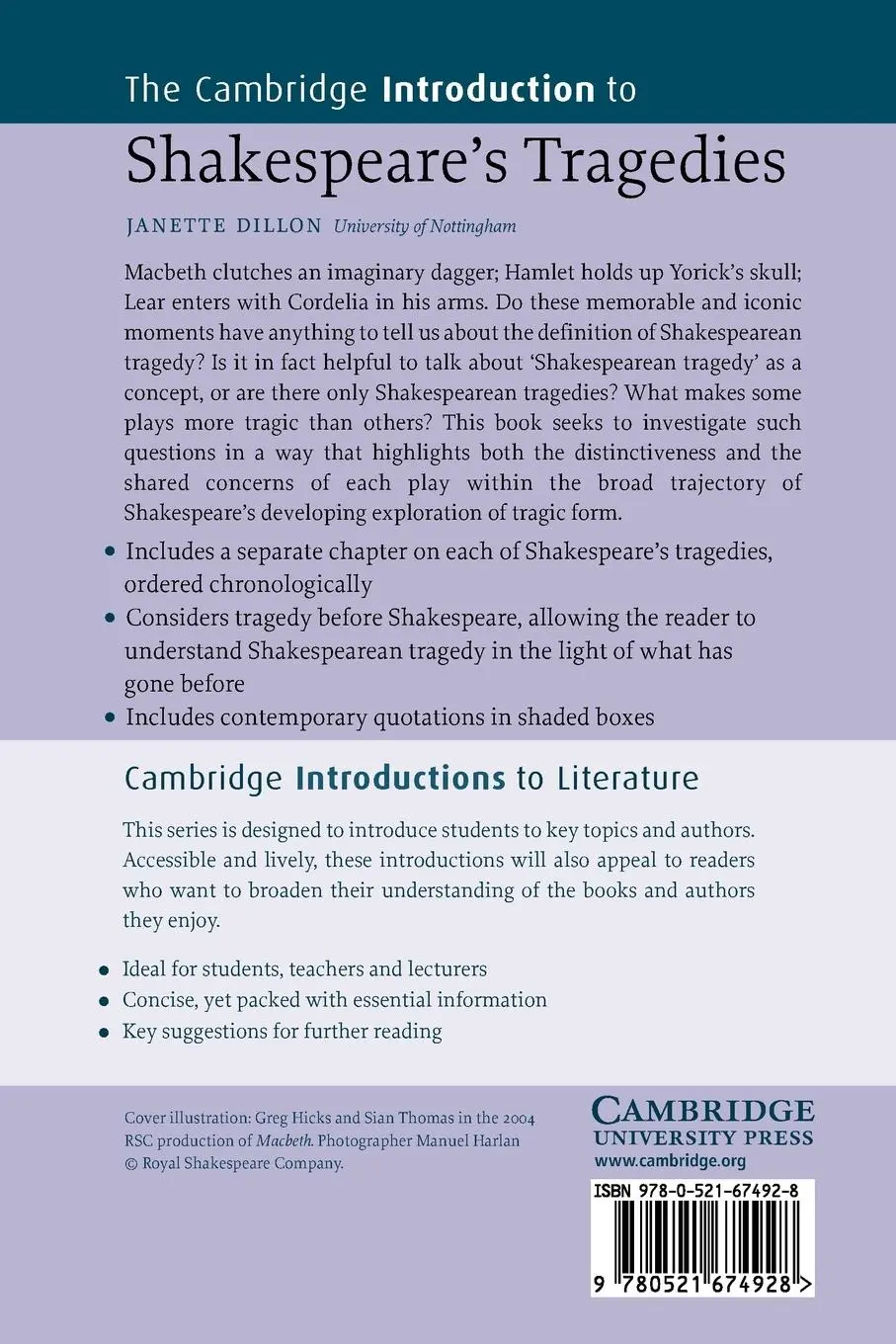 Rückseite: 9780521674928 | The Cambridge Introduction to Shakespeare's Tragedies | Janette Dillon