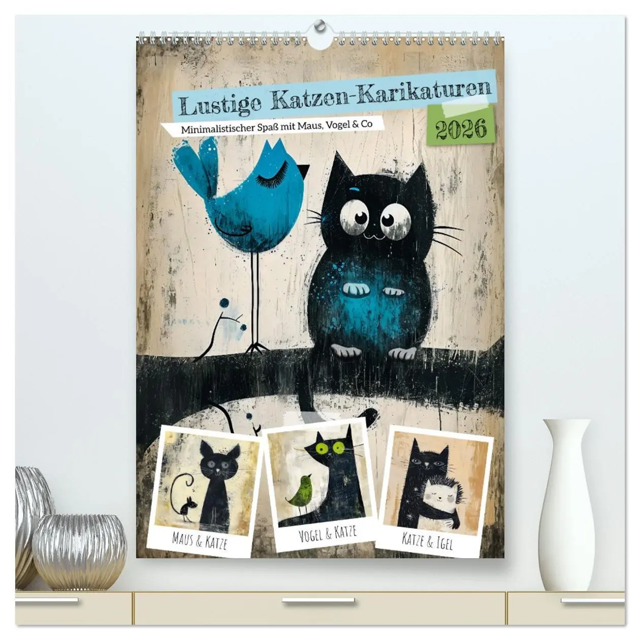 Cover: 9783516284928 | Lustige Katzen-Karikaturen - Minimalistischer Spaß mit Maus, Vogel...
