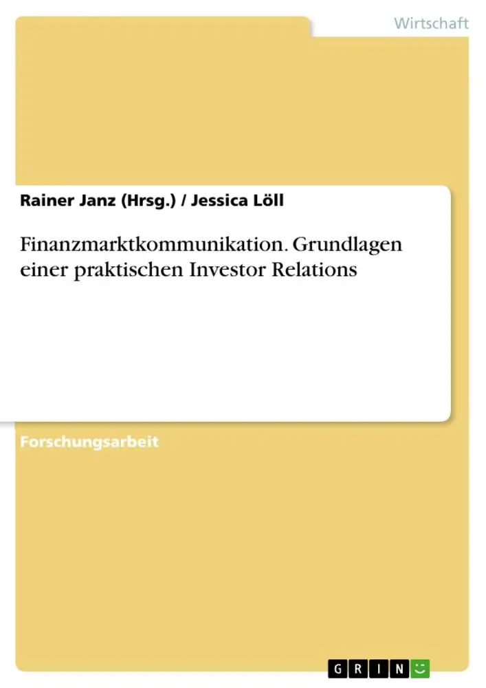 Cover: 9783668064928 | Finanzmarktkommunikation. Grundlagen einer praktischen Investor...