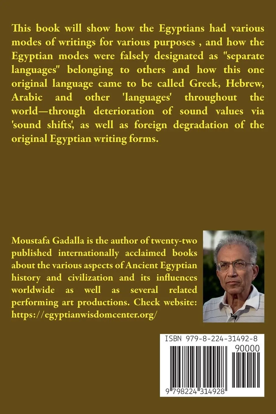 Rückseite: 9798224314928 | Ancient Egyptian Universal Writing Modes | Moustafa Gadalla | Buch
