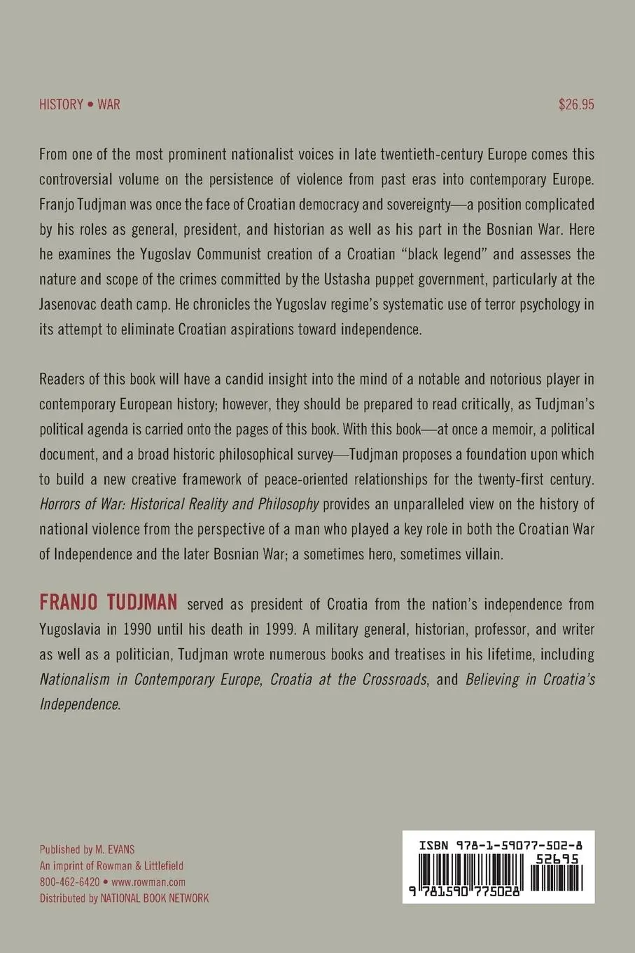 Rückseite: 9781590775028 | Horrors of War | Historical Reality and Philosophy | Franjo Tudjman