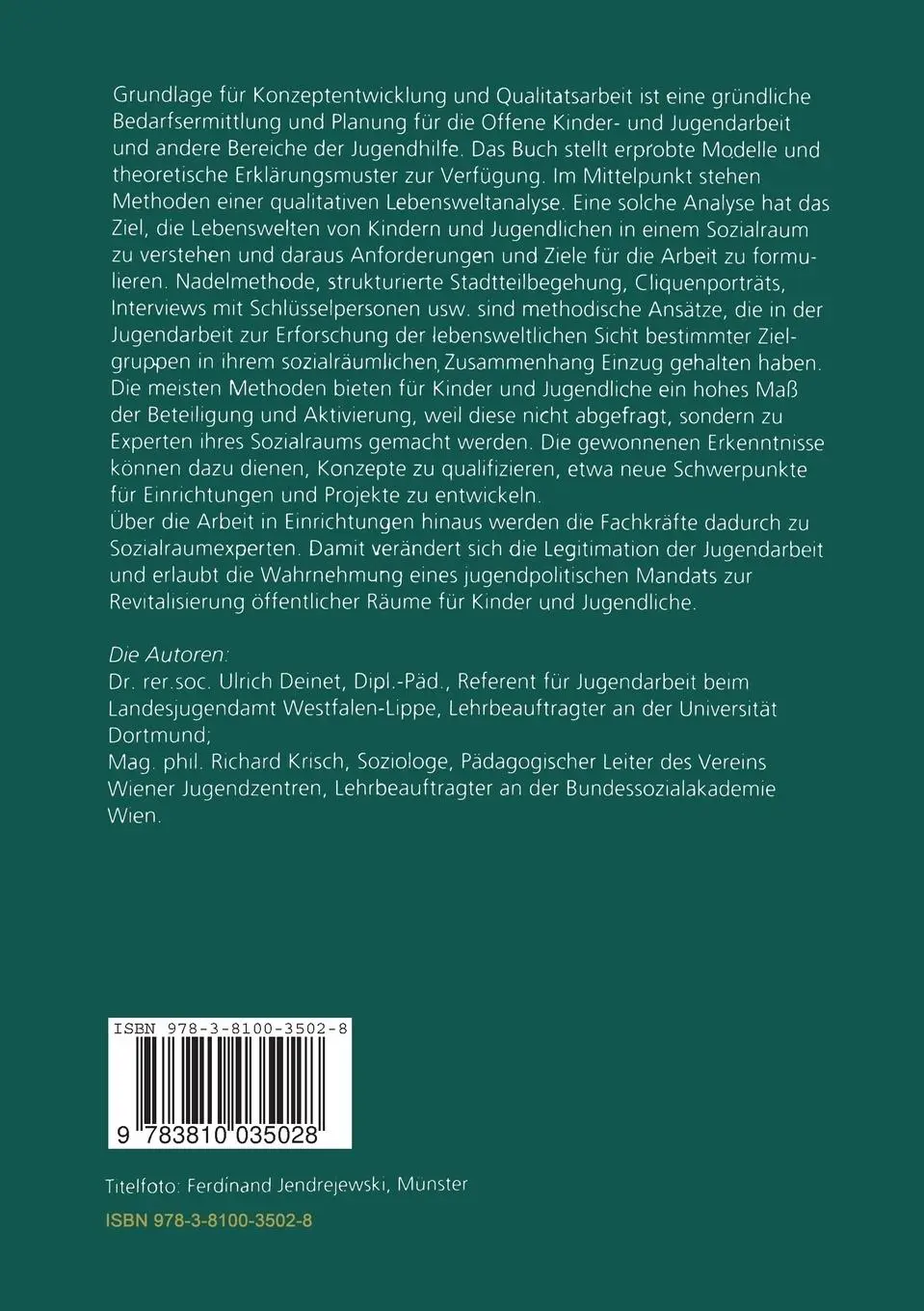 Rückseite: 9783810035028 | Der sozialräumliche Blick der Jugendarbeit | Richard Krisch (u. a.)
