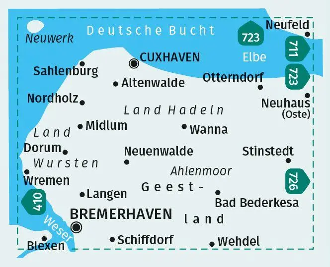 Bild: 9783991215028 | KOMPASS Wanderkarte 400 Bremerhaven-Cuxhaven 1:50.000 | (Land-)Karte