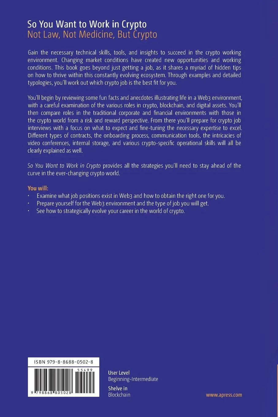 Rückseite: 9798868805028 | So You Want to Work in Crypto | Not Law, Not Medicine, But Crypto