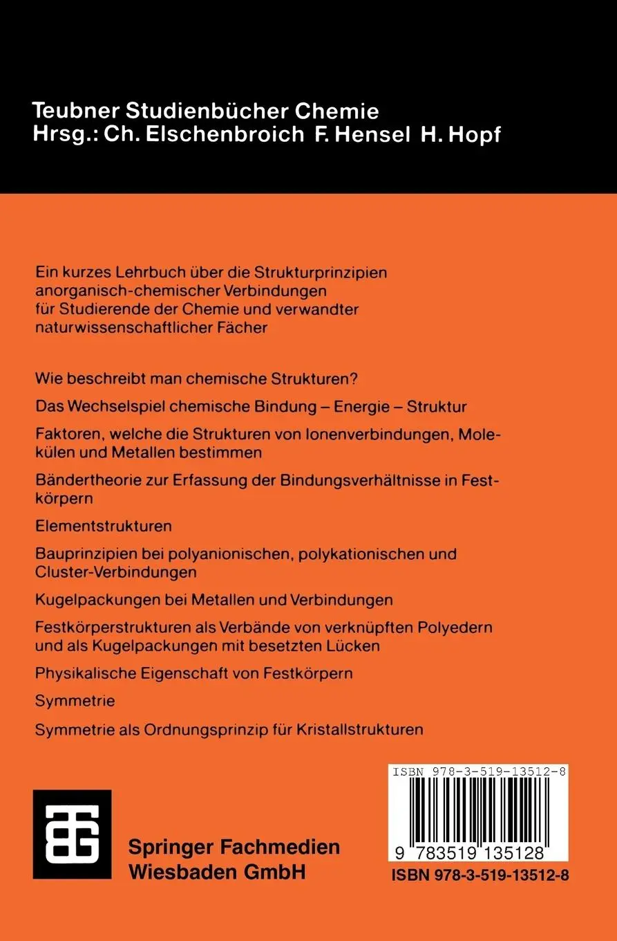 Rückseite: 9783519135128 | Anorganische Strukturchemie | Ulrich Müller | Taschenbuch | Deutsch