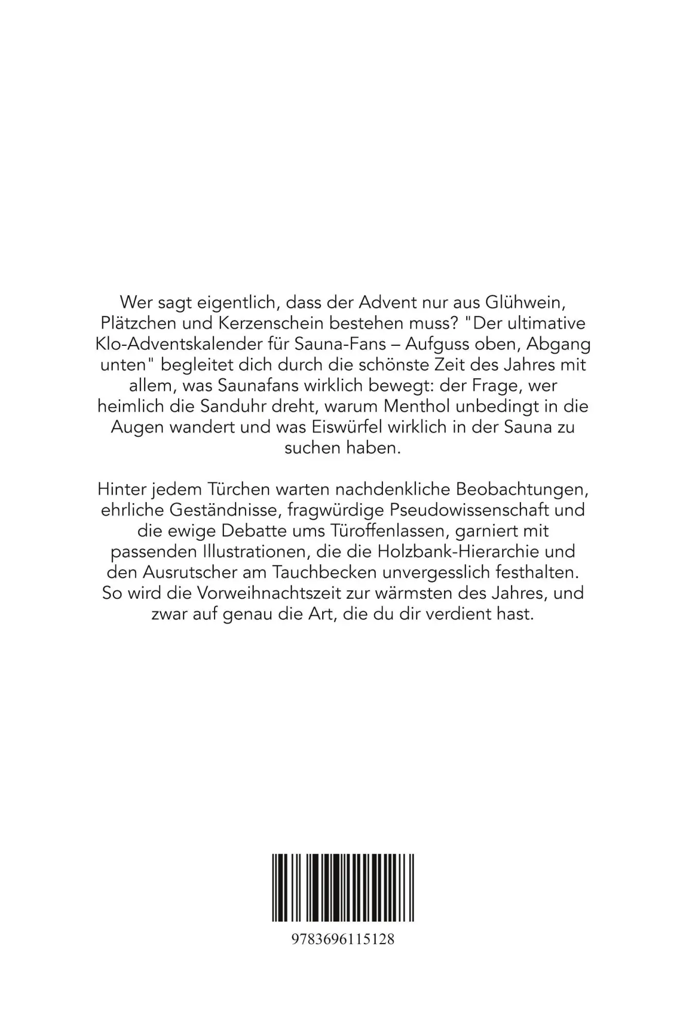 Rückseite: 9783696115128 | Der ultimative Klo-Adventskalender für Sauna-Fans | Jonah Kaiser