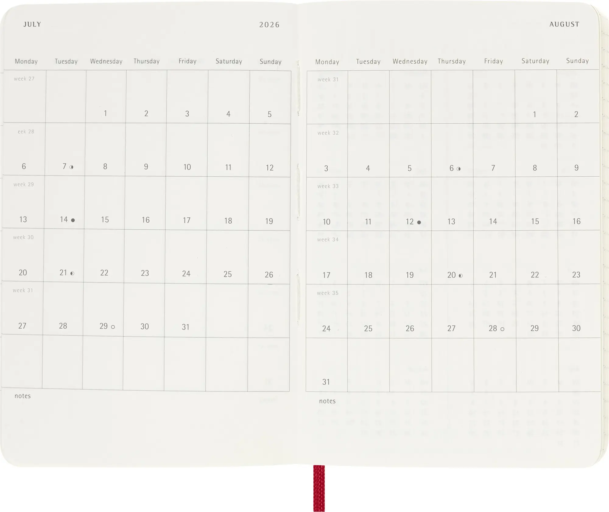 Bild: 8056999275228 | Moleskine 12 Monate Wochen Notizkalender 2026, Pocket/A6, 1 Wo = 1...