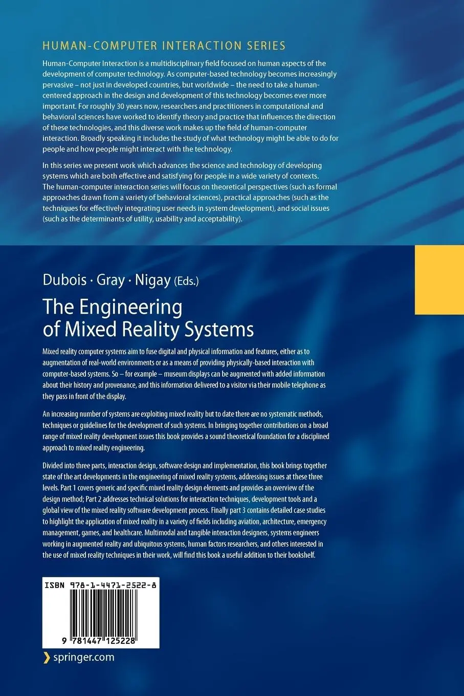 Rückseite: 9781447125228 | The Engineering of Mixed Reality Systems | Emmanuel Dubois (u. a.)