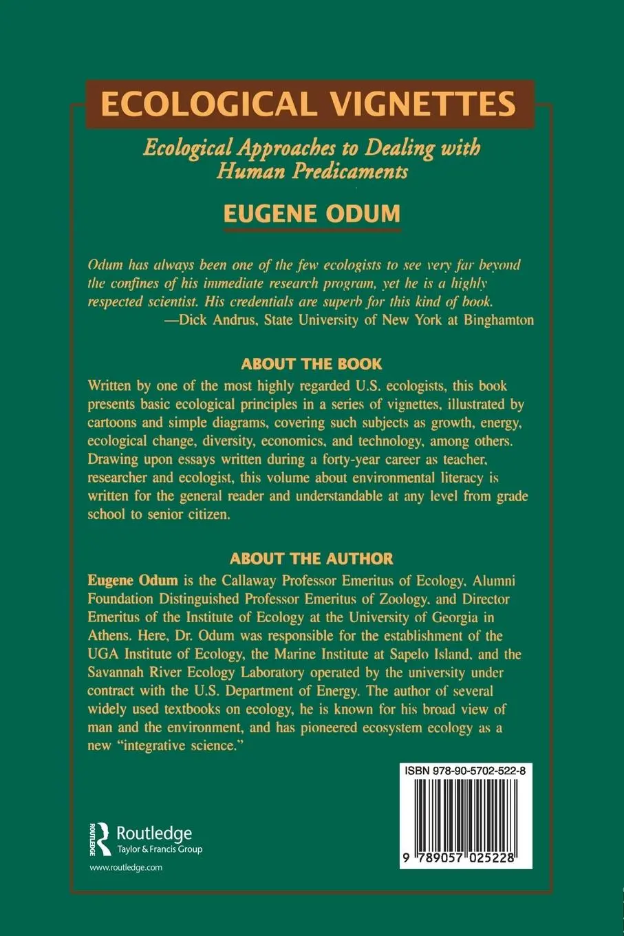 Rückseite: 9789057025228 | Ecological Vignettes | Eugene P Odum | Taschenbuch | Englisch | 1998